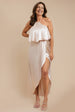 Satin Viscose Front Wrap Midaxi Dress - Champagne by Goddiva