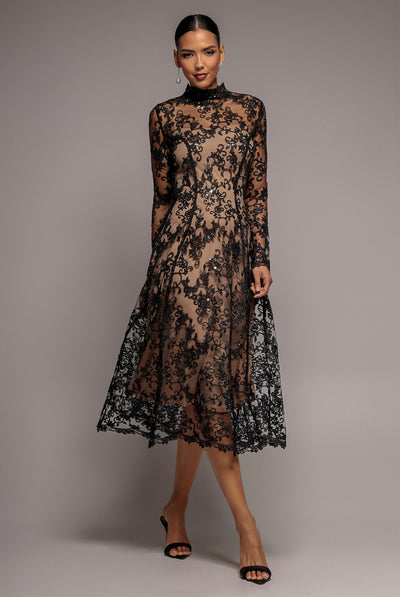Black - Lace Multiway Midi With Flared Skirt - Black by Goddiva