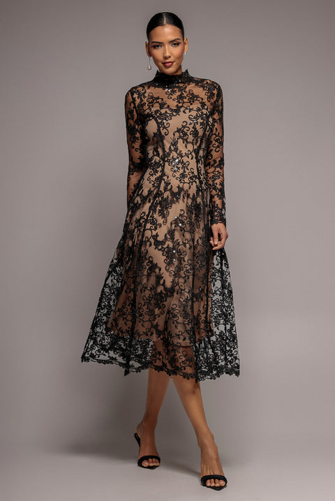 Lace Multiway Midi With Flared Skirt - Black by Goddiva