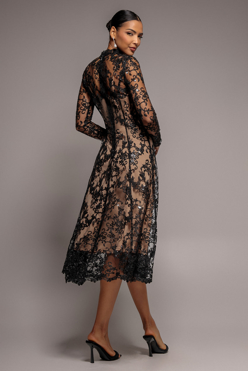 Lace Multiway Midi With Flared Skirt - Black DR4003