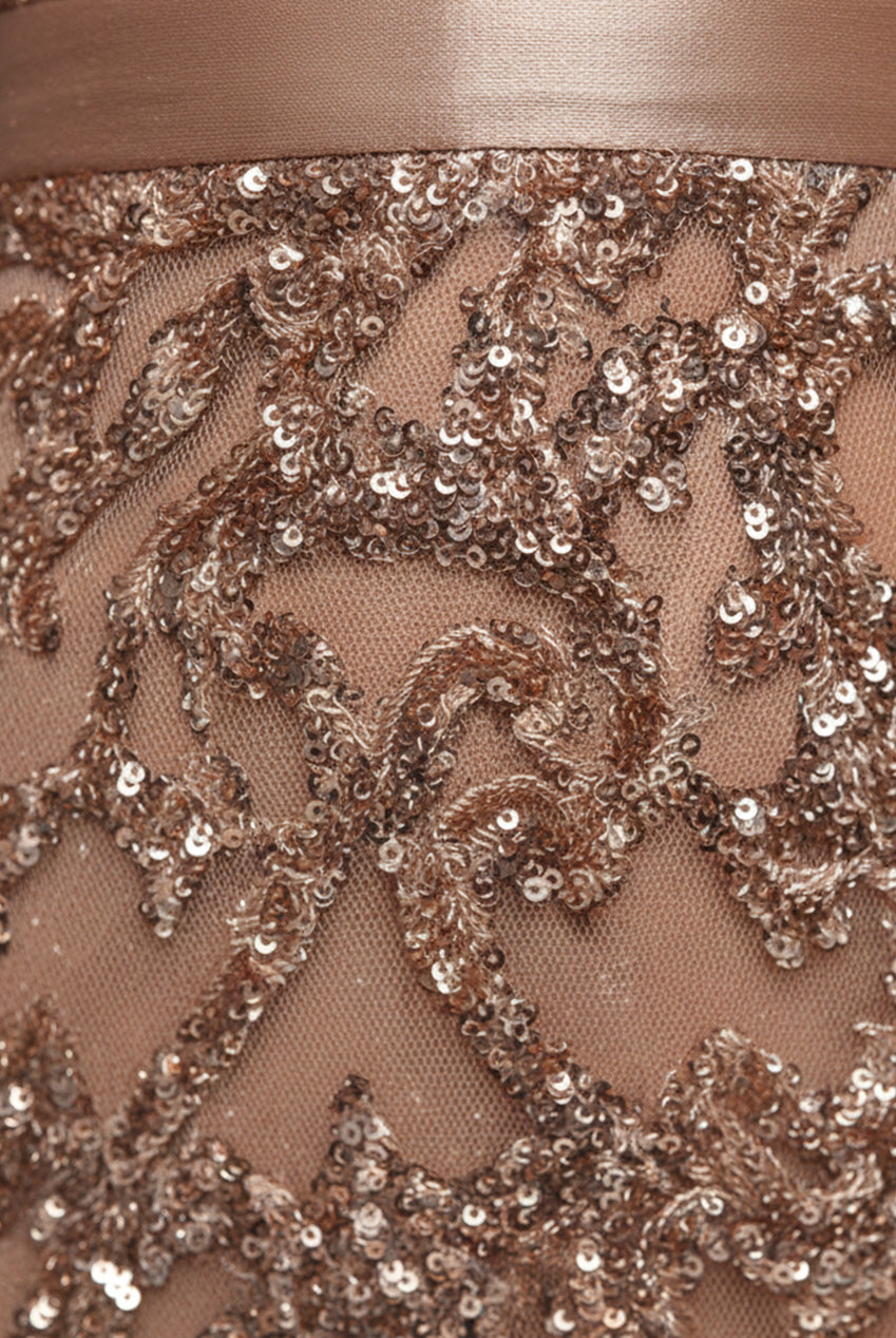 Tassel & Sequin Midaxi With Front Split - Champagne DR4006