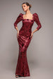 Square Neck Scalloped Lace Maxi - Wine by Goddiva