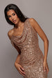 Sequin Cowl One Shoulder Maxi Dress - Champagne by Goddiva