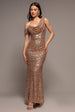 Sequin Cowl One Shoulder Maxi Dress - Champagne by Goddiva