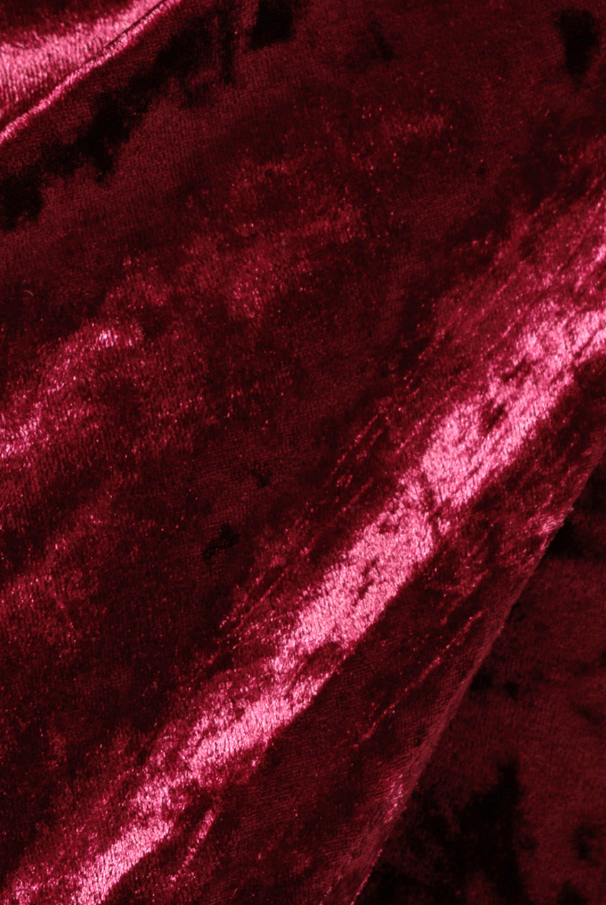Flared Hem Ice Velvet Midi  - Burgundy DR4028