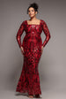 Sequin Square Neck Maxi With Scallop Hem - Red by Goddiva Plus