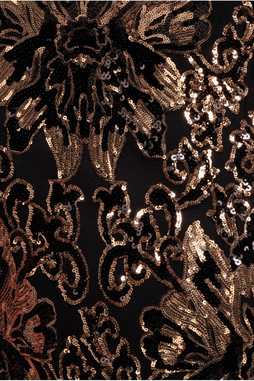 Floral Sequin Mesh Maxi - Gold | Goddiva Floral Sequin Mesh Maxi - Gold | Goddiva
