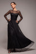 Dobby Mesh Feather Sleeve Hem Maxi Dress - Black by Goddiva