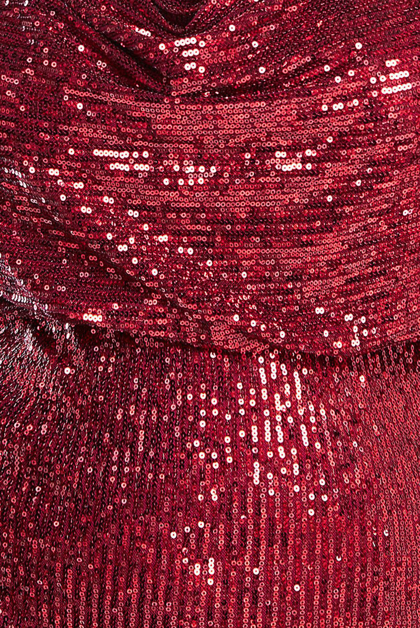 Sequin Cowl Maxi Dress - Wine DR4051P