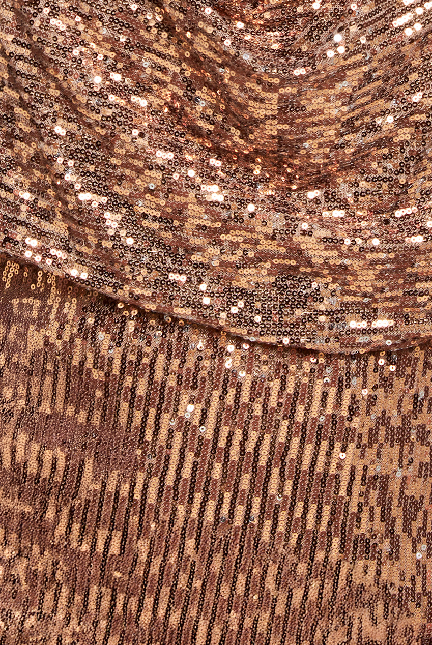 Sequin Cowl Maxi Dress - Bronze DR4051P