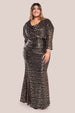 Goddiva Plus Sequin Cowl Maxi Dress - Black