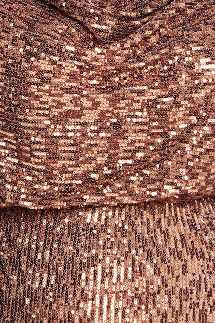 Sequin Cowl Maxi Dress - Bronze DR4051P