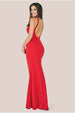 Racer Neck Corsage Scuba Maxi - Red by Goddiva