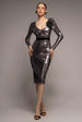 Liquid Sequin Midi Dress With Corsage - Silver by Goddiva
