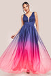 Sleeveless Ombre Pleated A-Line Maxi Dress - Pink Ombre by Goddiva