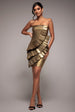 Fan Pleated Boobtube Scuba Crepe Mini - Gold by Goddiva