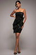 Fan Pleated Boobtube Scuba Crepe Mini - Black by Goddiva