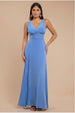 Diamante & Scalloped Lace Neck Maxi Dress - Cornflower Blue by Goddiva