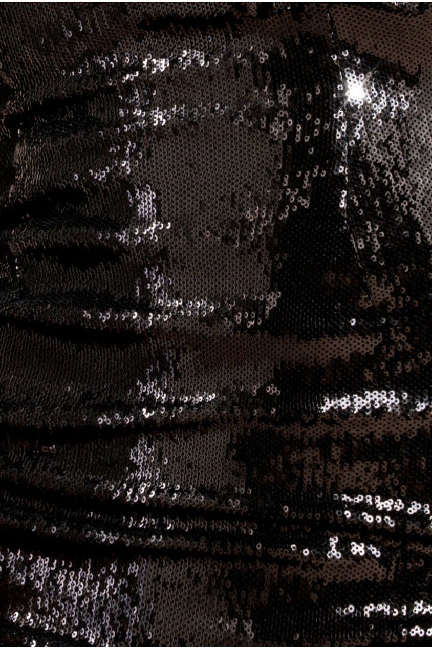 Liquid Sequin Boobtube Midaxi With Corsage - Black DR4126