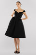 Scuba Foam Skater Midi Dress - Black by Goddiva