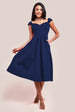 Goddiva Scuba Foam Skater Midi Dress - Navy