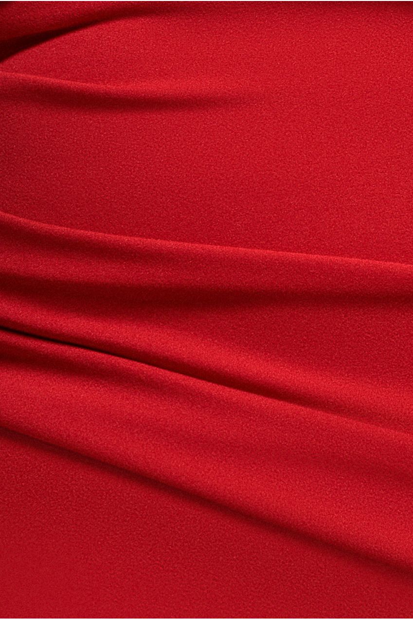 Scuba Bardot Pleated Midi Dress - Red DR4135P