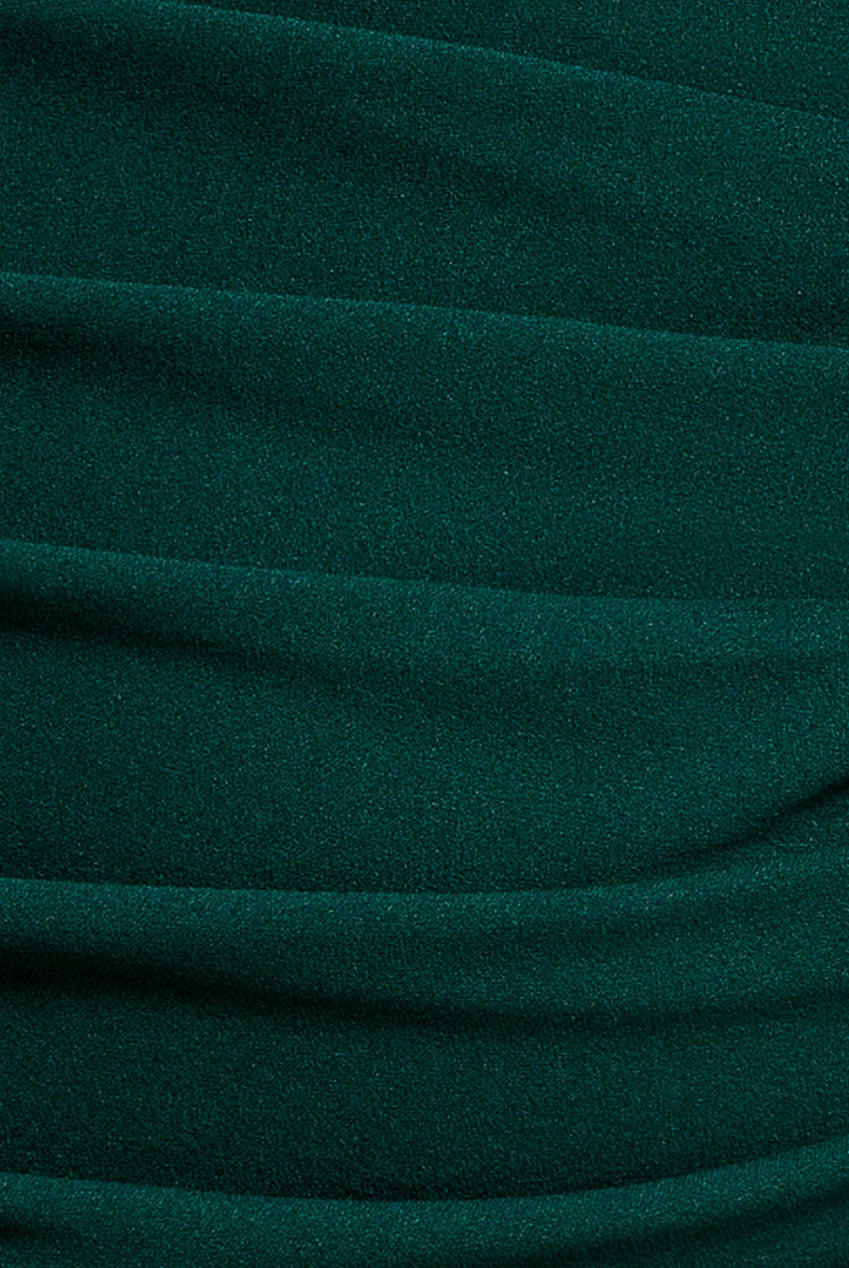 Cowl Neck One Shoulder Scuba & Chiffon Maxi Dress - Emerald Green DR4137