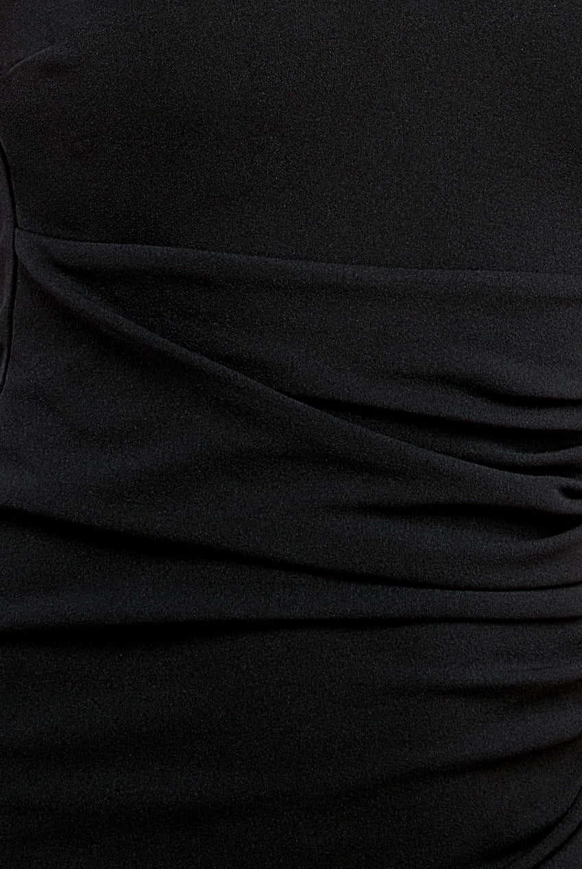 Pearl Detail Scuba Crepe Maxi Dress - Black DR4139