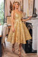 Jacquard Sleeveless A-line Midi Dress - Gold by Goddiva