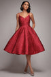 Jacquard Sleeveless A-line Midi Dress - Red by Goddiva