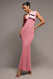 One Shoulder Satin Bow Scuba Crepe Maxi Dress - Blush by Goddiva