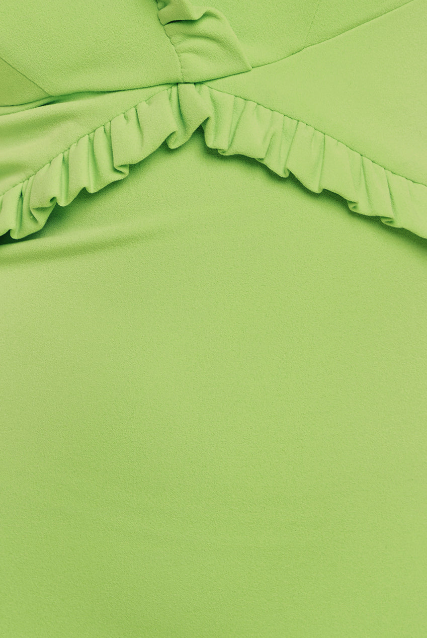 Cap Sleeve Frill Edge Midi Dress - Lime Green DR4223