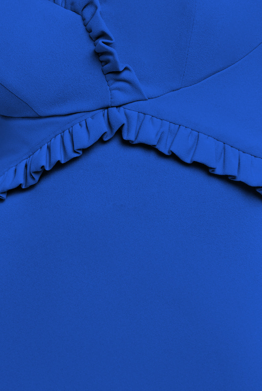 Cap Sleeve Frill Edge Midi Dress - Royal Blue DR4223