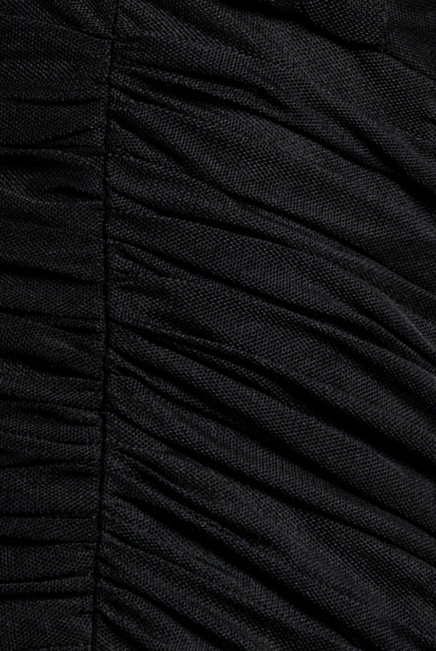 Gathered High & Low Tiered Midi Dress - Black DR4262