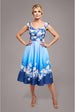 Floral Printed Scuba Foam Skater Dress - Blue by Goddiva