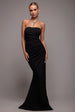 Scuba Crepe Bandeau Maxi With Diamante Necklace - Black by Goddiva