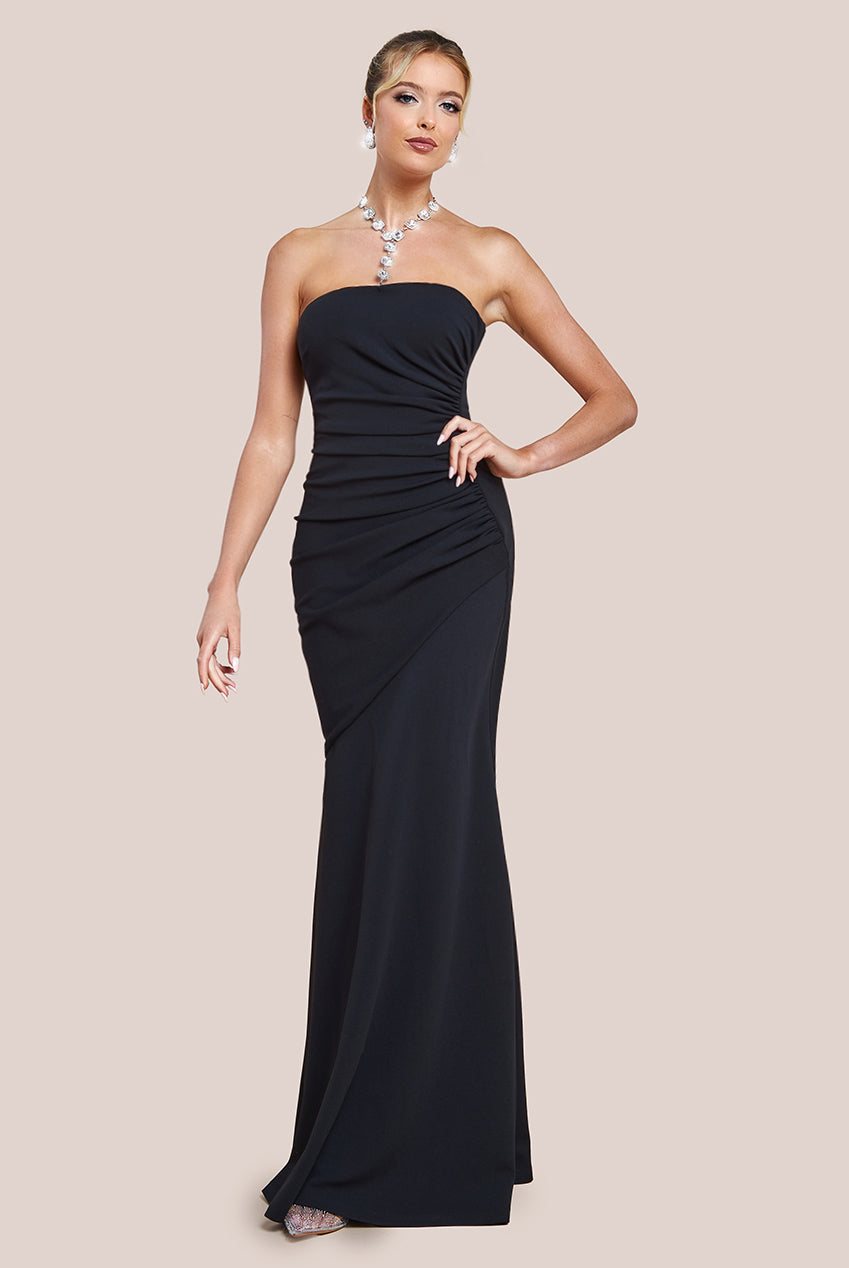 Scuba Crepe Bandeau Maxi With Diamante Necklace - Black DR4271