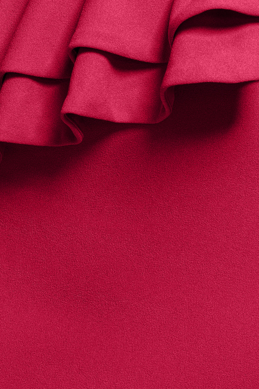 Scuba Crepe Rose Frill Maxi Dress - Magenta DR4281