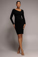 Scuba Crepe Side Neck Bodycon Midi Dress - Black by Goddiva