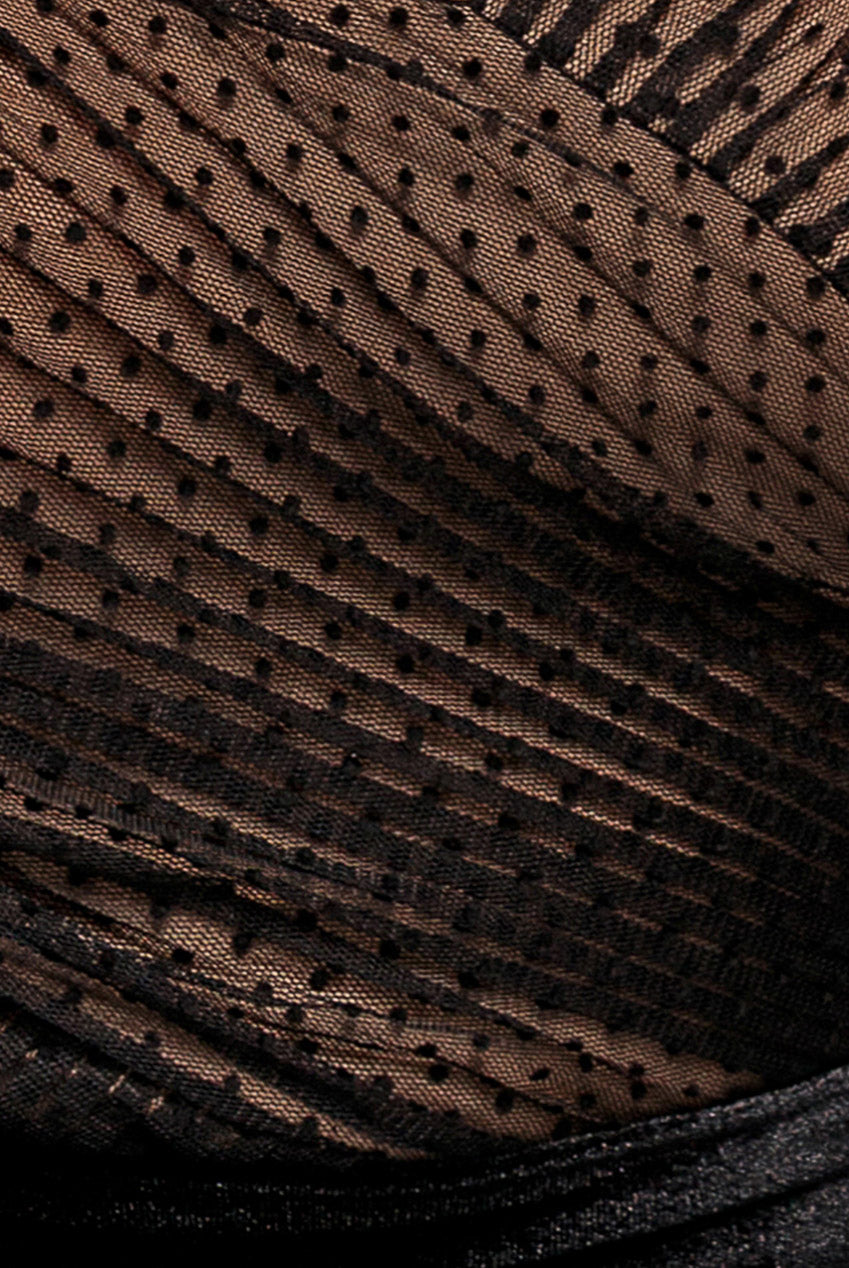 Dobby Mesh Off The Shoulder Princess Maxi Dress - Black DR4308