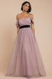 Dobby Mesh Off The Shoulder Princess Maxi Dress - Blush by Goddiva