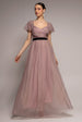 Dobby Mesh Off The Shoulder Princess Maxi Dress - Blush by Goddiva