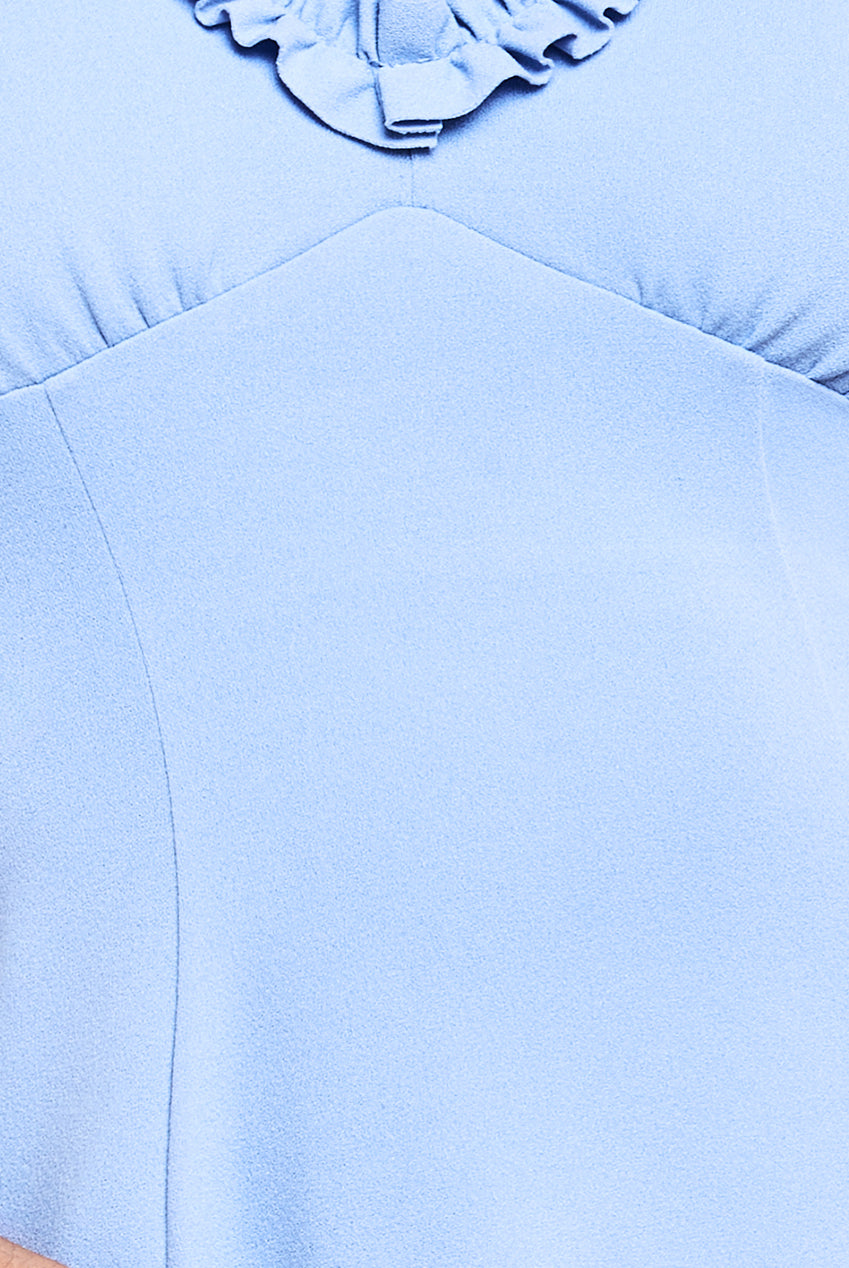 Flare Sleeve Frill Edge Midi Dress - Cornflower Blue DR4313