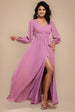 Sustainable Front Split Wrap Style Chiffon Maxi Dress - Dusty Lavender by Goddiva