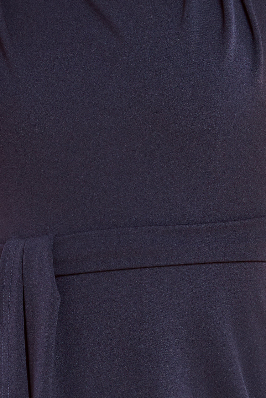 Sleeveless Asymmetric Wrap Midi Dress - Black DR4322