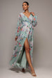 Wrap Front Slit Floral Maxi Dress - Sage Green by Goddiva
