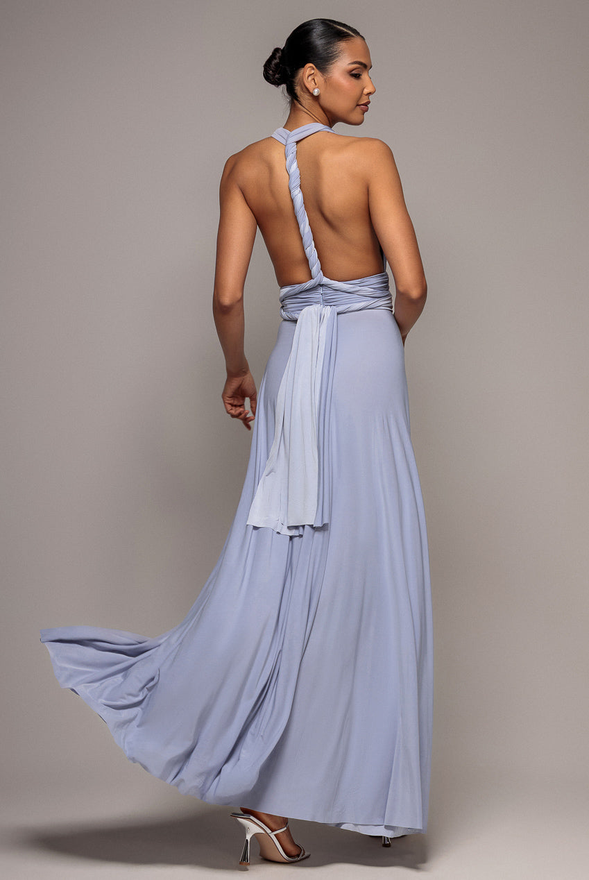 Multiway Tie Up Wrap Maxi Dress - Dusty Blue DR4329