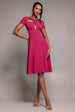 Scuba Crepe Twist Cutout Midi Dress - Hot Pink by Goddiva