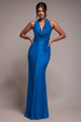 Open Back Cowl Neck Maxi Dress - Royal Blue by Goddiva
