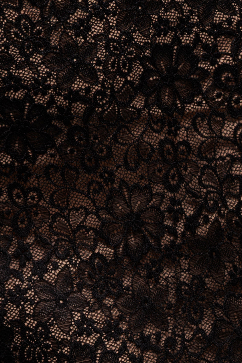 Flutter Sleeve Lace A-Line Maxi Dress - Black DR4361